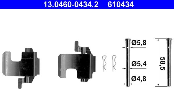 ATE 13.0460-0434.2 - Комплектуючі, колодки дискового гальма autozip.com.ua