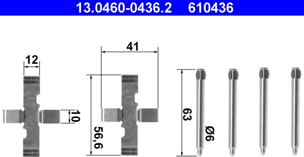 ATE 13.0460-0436.2 - Комплектуючі, колодки дискового гальма autozip.com.ua
