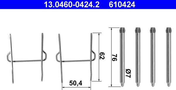 ATE 13.0460-0424.2 - Комплектуючі, колодки дискового гальма autozip.com.ua