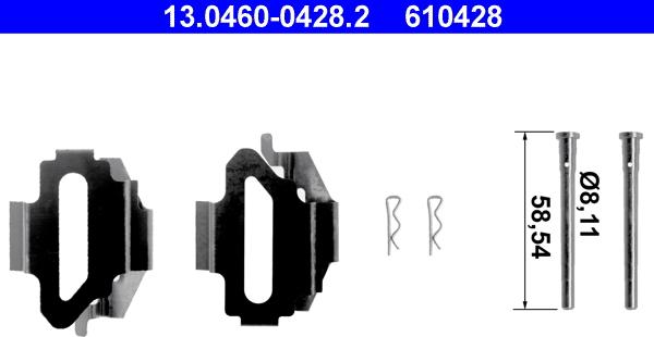 ATE 13.0460-0428.2 - Комплектуючі, колодки дискового гальма autozip.com.ua