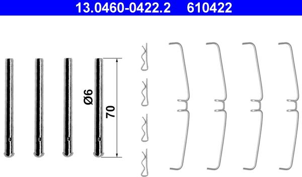 ATE 13.0460-0422.2 - Комплектуючі, колодки дискового гальма autozip.com.ua