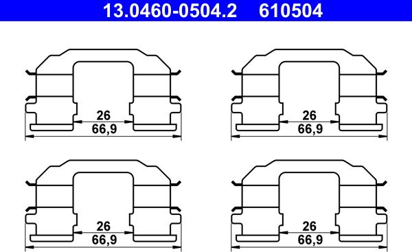 ATE 13.0460-0504.2 - Комплектуючі, колодки дискового гальма autozip.com.ua