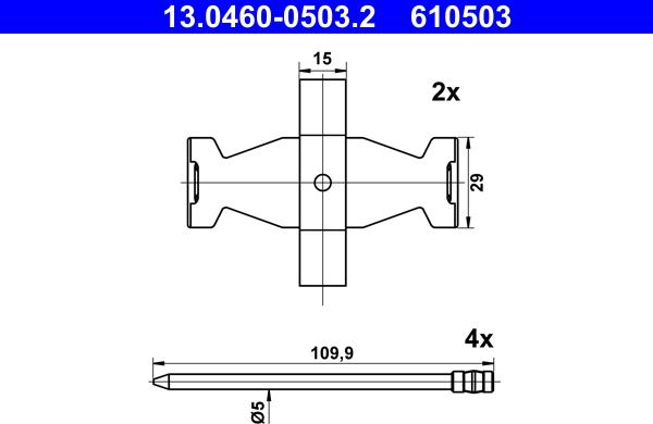 ATE 13.0460-0503.2 - Комплектуючі, колодки дискового гальма autozip.com.ua