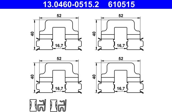 ATE 13.0460-0515.2 - Комплектуючі, колодки дискового гальма autozip.com.ua