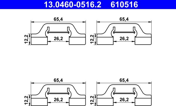 ATE 13.0460-0516.2 - Комплектуючі, колодки дискового гальма autozip.com.ua