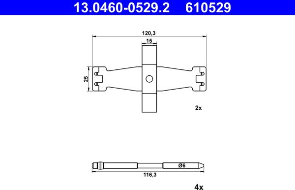 ATE 13.0460-0529.2 - Комплектуючі, колодки дискового гальма autozip.com.ua