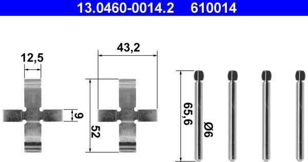 ATE 13.0460-0014.2 - Комплектуючі, колодки дискового гальма autozip.com.ua