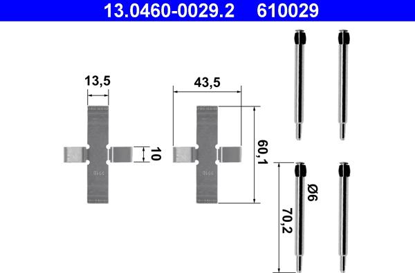 ATE 13.0460-0029.2 - Комплектуючі, колодки дискового гальма autozip.com.ua