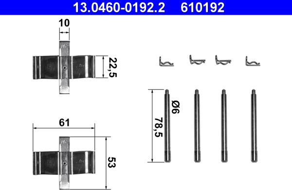ATE 13.0460-0192.2 - Комплектуючі, колодки дискового гальма autozip.com.ua