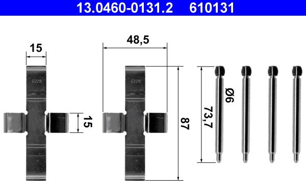 ATE 13.0460-0131.2 - Комплектуючі, колодки дискового гальма autozip.com.ua