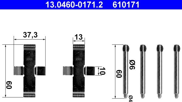 ATE 13.0460-0171.2 - Комплектуючі, колодки дискового гальма autozip.com.ua