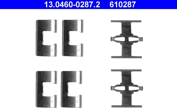 ATE 13.0460-0287.2 - Комплектуючі, колодки дискового гальма autozip.com.ua