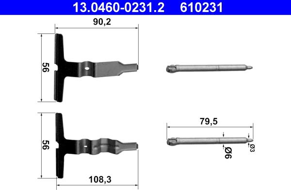 ATE 13.0460-0231.2 - Комплектуючі, колодки дискового гальма autozip.com.ua