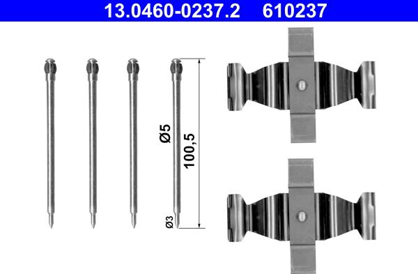 ATE 13.0460-0237.2 - Комплектуючі, колодки дискового гальма autozip.com.ua