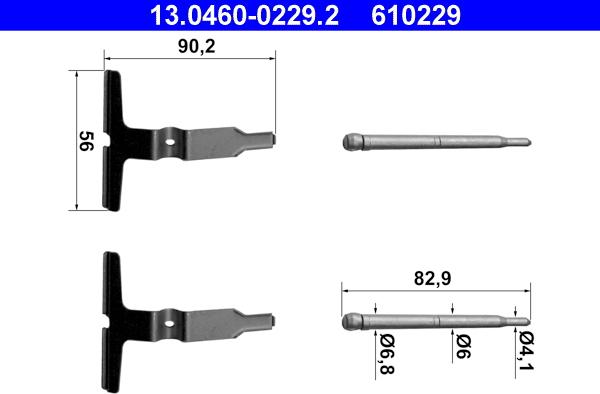 ATE 13.0460-0229.2 - Комплектуючі, колодки дискового гальма autozip.com.ua