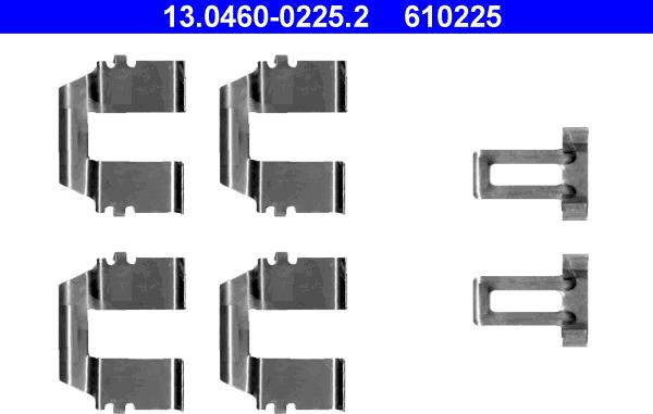 ATE 13.0460-0225.2 - Комплектуючі, колодки дискового гальма autozip.com.ua