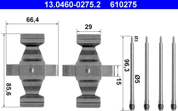 ATE 13.0460-0275.2 - Комплектуючі, колодки дискового гальма autozip.com.ua