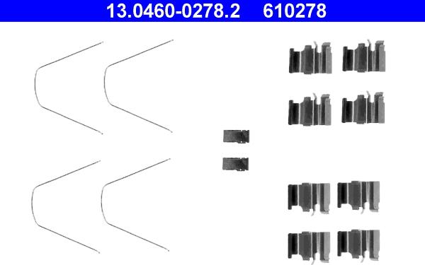 ATE 13.0460-0278.2 - Комплектуючі, колодки дискового гальма autozip.com.ua