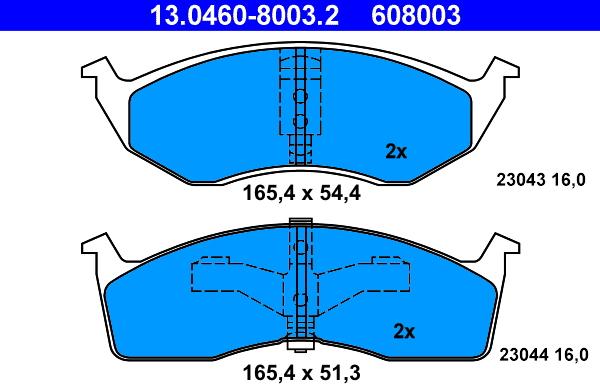 ATE 13.0460-8003.2 - Гальмівні колодки, дискові гальма autozip.com.ua