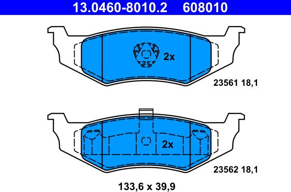 ATE 13.0460-8010.2 - Гальмівні колодки, дискові гальма autozip.com.ua