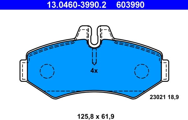 ATE 13.0460-3990.2 - Гальмівні колодки, дискові гальма autozip.com.ua