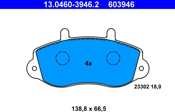 ATE 13.0460-3946.2 - Гальмівні колодки, дискові гальма autozip.com.ua