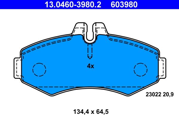 ATE 13.0460-3980.2 - Гальмівні колодки, дискові гальма autozip.com.ua