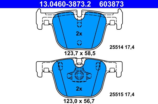 ATE 13.0460-3873.2 - Гальмівні колодки, дискові гальма autozip.com.ua