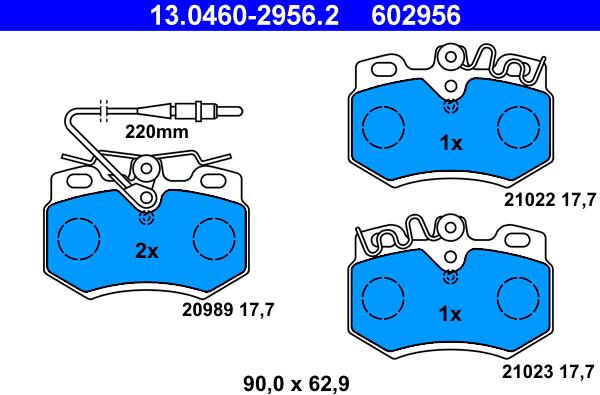 ATE 13.0460-2956.2 - Гальмівні колодки, дискові гальма autozip.com.ua