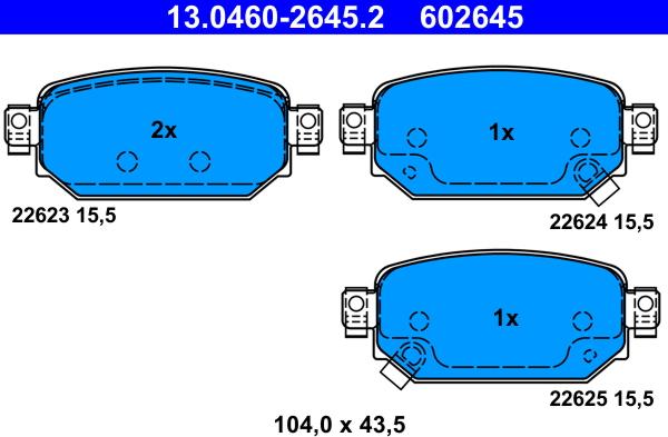 ATE 13.0460-2645.2 - Гальмівні колодки, дискові гальма autozip.com.ua