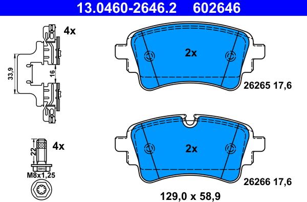 ATE 13.0460-2646.2 - Гальмівні колодки, дискові гальма autozip.com.ua