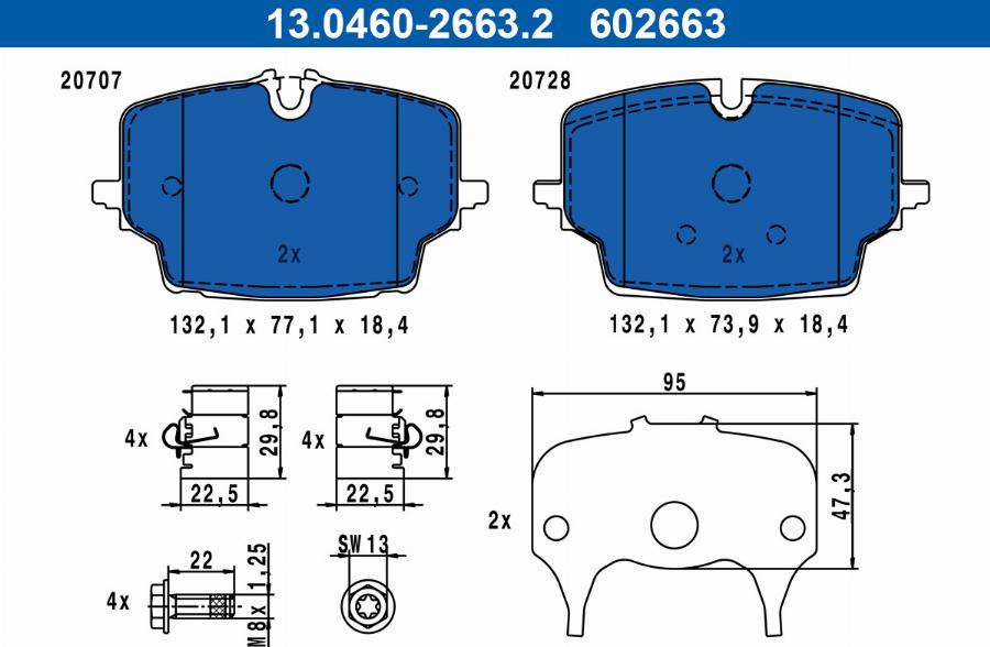 ATE 13.0460-2663.2 - Гальмівні колодки, дискові гальма autozip.com.ua