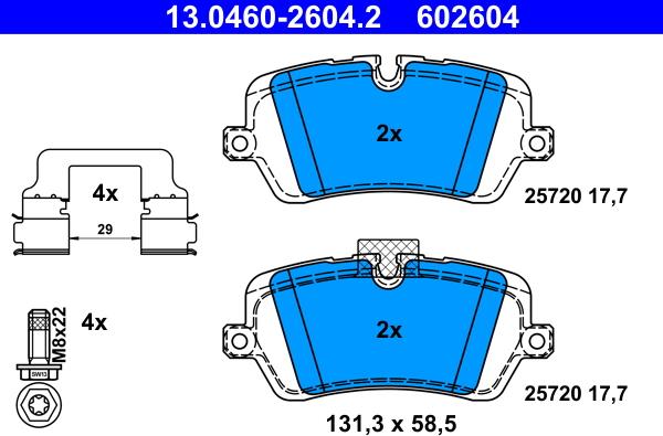 ATE 13.0460-2604.2 - Гальмівні колодки, дискові гальма autozip.com.ua