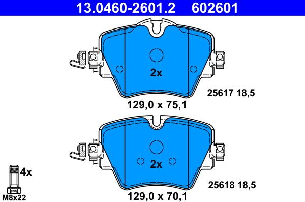 ATE 13.0460-2601.2 - Гальмівні колодки, дискові гальма autozip.com.ua