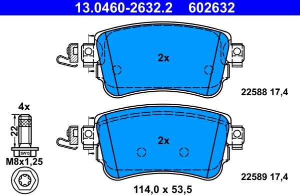 ATE 13.0460-2632.2 - Гальмівні колодки, дискові гальма autozip.com.ua