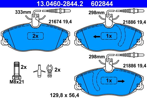 ATE 13.0460-2844.2 - Гальмівні колодки, дискові гальма autozip.com.ua