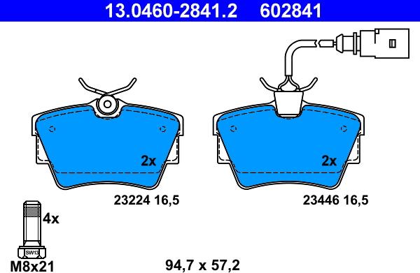 ATE 13.0460-2841.2 - Гальмівні колодки, дискові гальма autozip.com.ua