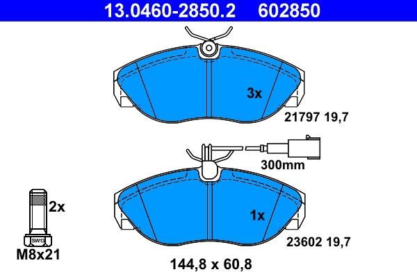 ATE 13.0460-2850.2 - Гальмівні колодки, дискові гальма autozip.com.ua