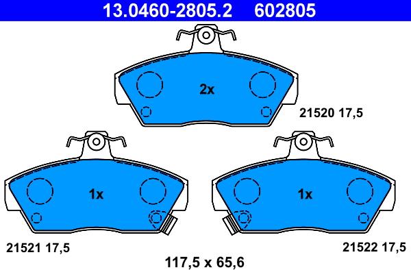 ATE 13.0460-2805.2 - Гальмівні колодки, дискові гальма autozip.com.ua