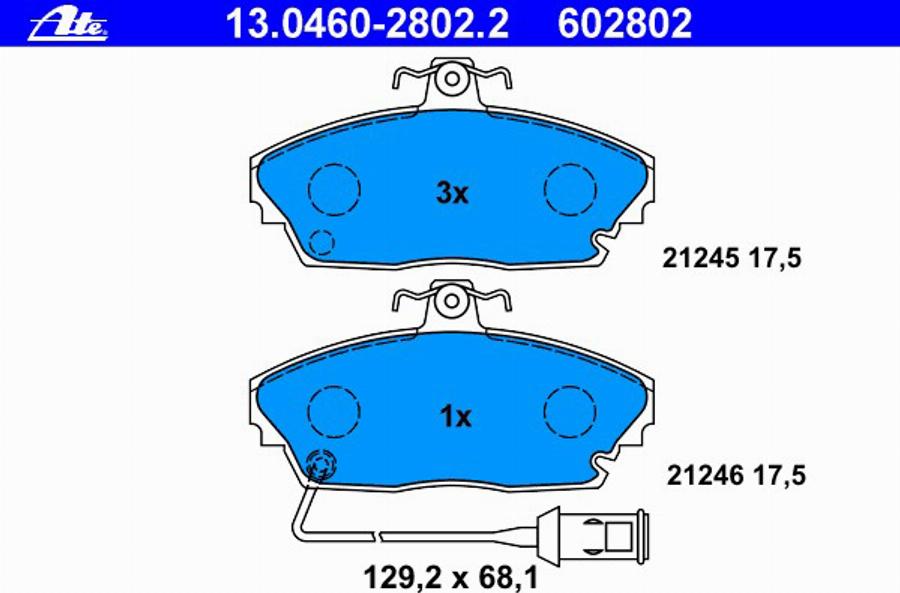 ATE 13.0460-2802.2 - Гальмівні колодки, дискові гальма autozip.com.ua