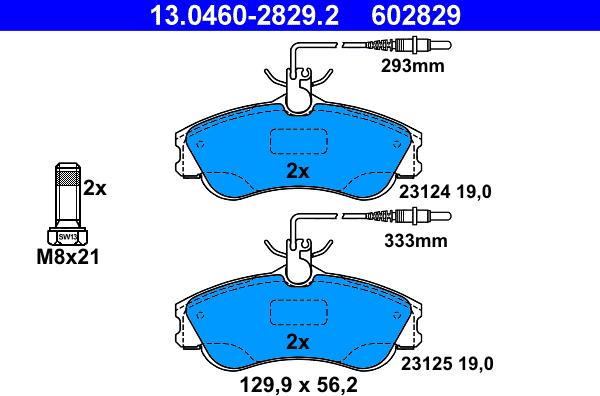 ATE 13.0460-2829.2 - Гальмівні колодки, дискові гальма autozip.com.ua