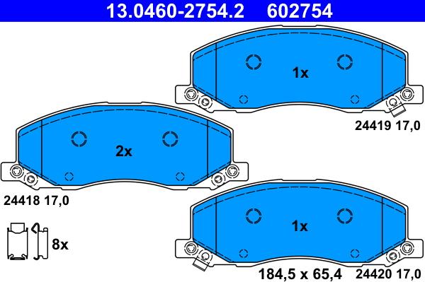 ATE 13.0460-2754.2 - Гальмівні колодки, дискові гальма autozip.com.ua