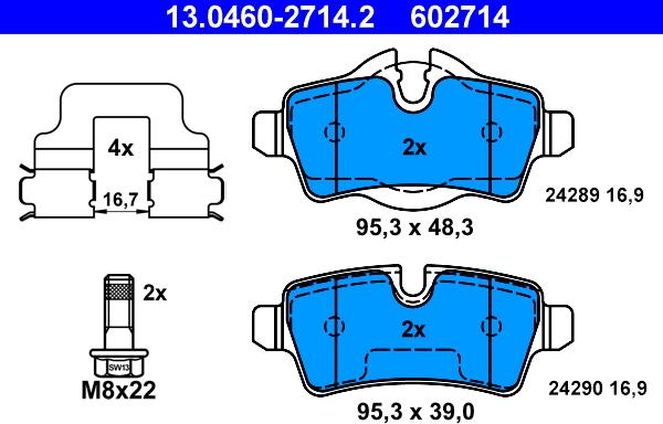 ATE 13.0460-2714.2 - Гальмівні колодки, дискові гальма autozip.com.ua