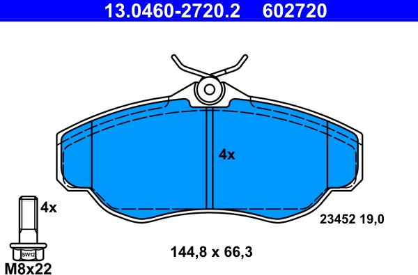 ATE 13.0460-2720.2 - Гальмівні колодки, дискові гальма autozip.com.ua