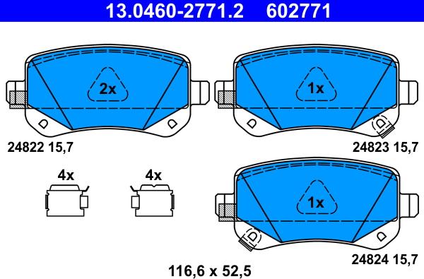 ATE 13.0460-2771.2 - Гальмівні колодки, дискові гальма autozip.com.ua