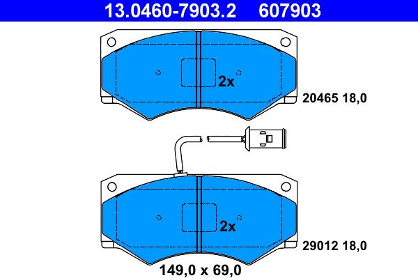 ATE 13.0460-7903.2 - Гальмівні колодки, дискові гальма autozip.com.ua