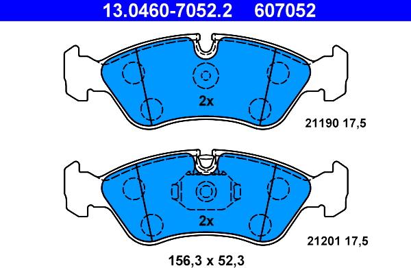 ATE 13.0460-7052.2 - Гальмівні колодки, дискові гальма autozip.com.ua