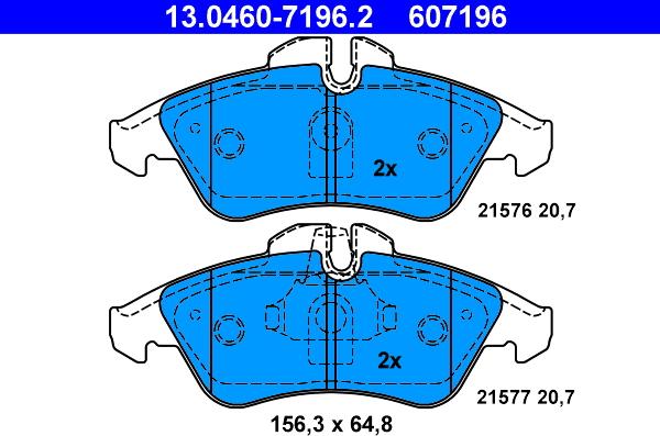 ATE 13.0460-7196.2 - Гальмівні колодки, дискові гальма autozip.com.ua