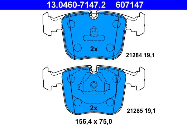 ATE 13.0460-7147.2 - Гальмівні колодки, дискові гальма autozip.com.ua