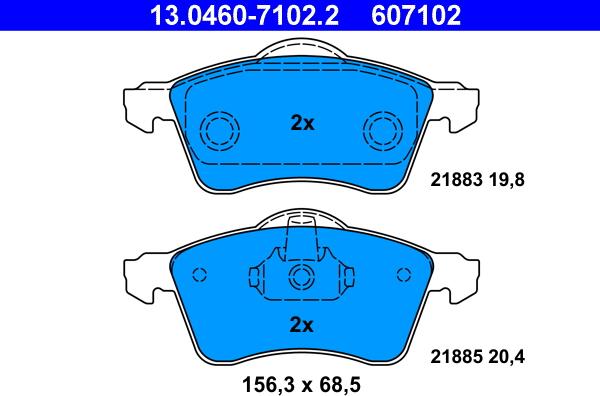 ATE 13.0460-7102.2 - Гальмівні колодки, дискові гальма autozip.com.ua